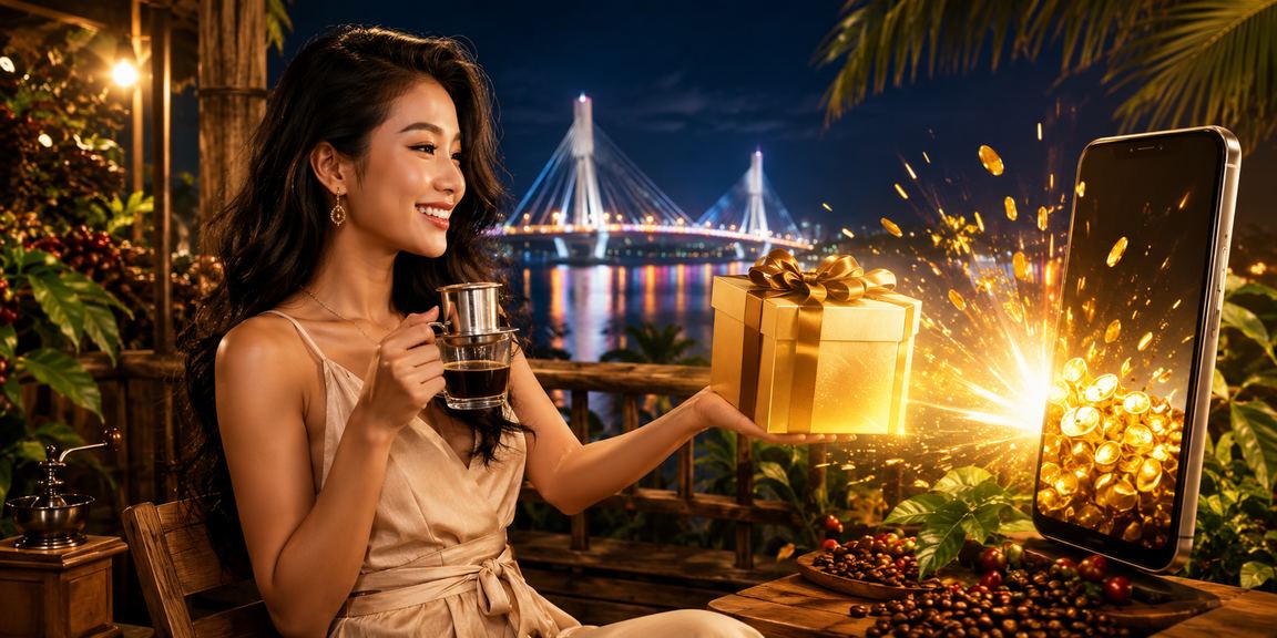 Người dùng tại Cần Thơ thưởng thức cà phê và trải nghiệm casino di động trên điện thoại