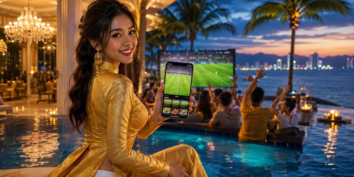 Người dùng tại Nha Trang theo dõi kèo bóng đá trong trang phục áo dài truyền thống
